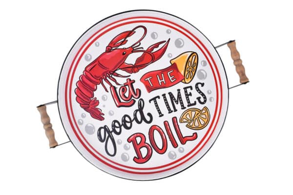 'Let the Good Times Boil' Enamel tray - Image 2