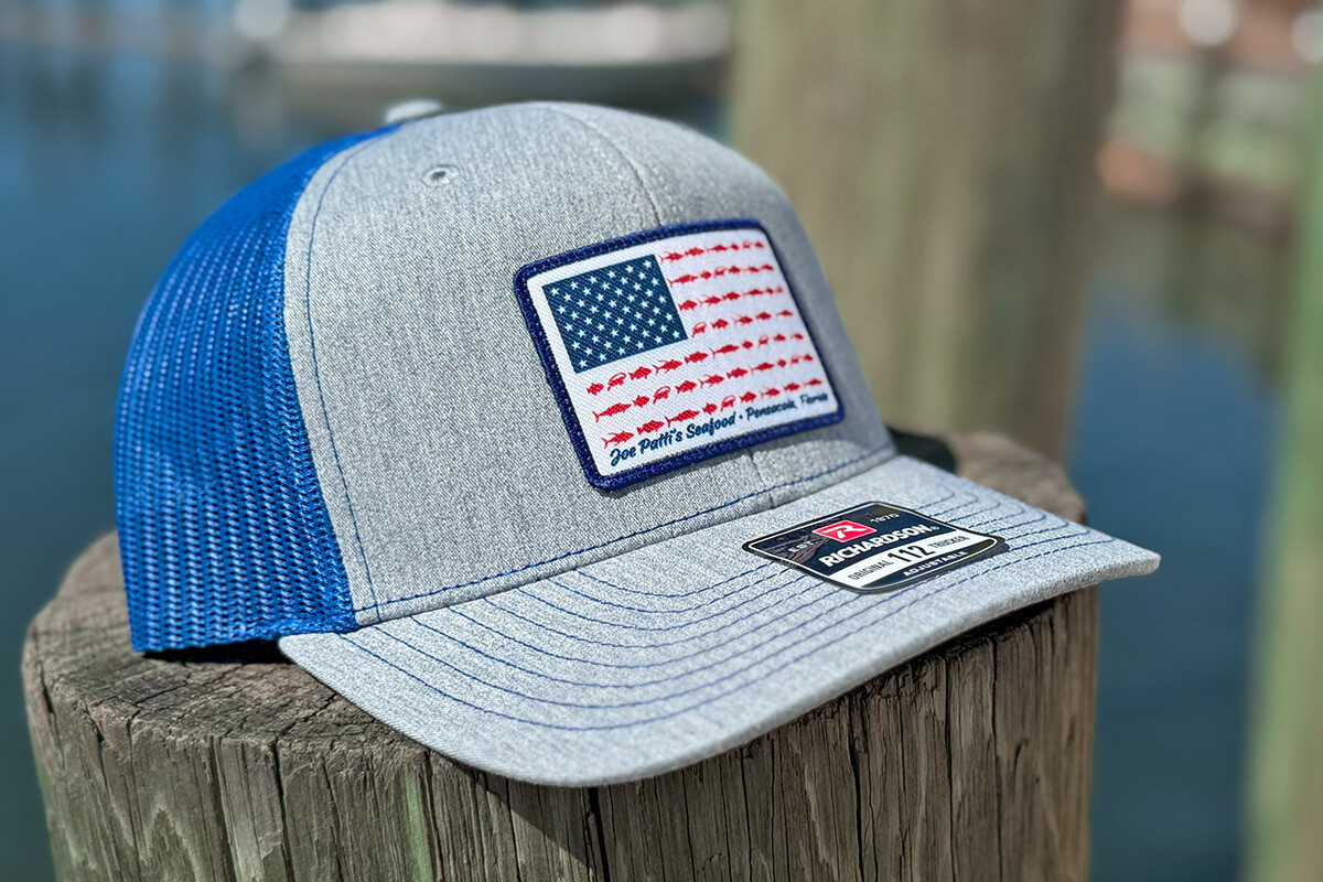 Joe-Pattis-FLAG-gray-blue-Trucker-Hat-01